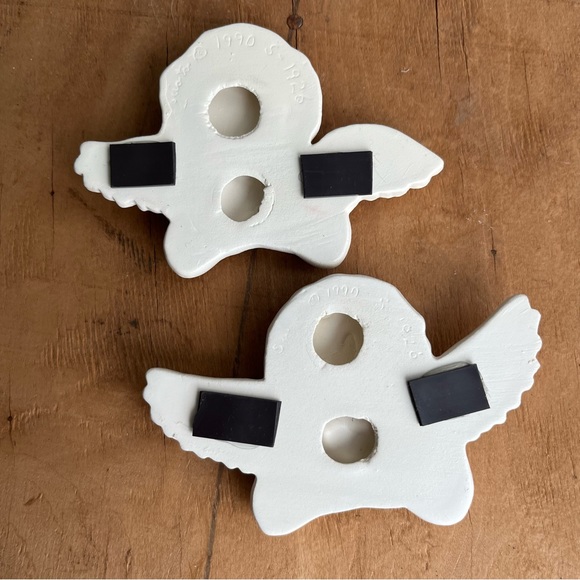 Vintage Ceramic Cherub Baby Angel Magnets set of 2 - Picture 3 of 4